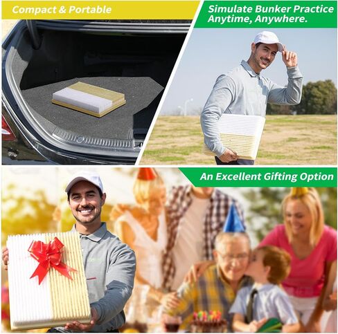 سجادة بنكر الجولف - تمرين واقعي لتقطيع الرمال لأعلى وأسفل، رفيق متين بنكر | مناطق محاكاة رملية 2 في 1 للتأرجح والضرب والقيادة للتدريب الداخلي والخارجي | هدية مثالية للجولف in Kuwait