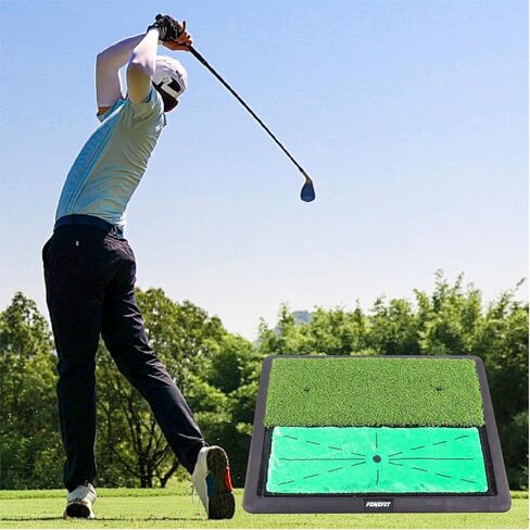 سجادة تدريب ضرب الجولف، FENEFIT نوع ثنائي الاتجاه من النايلون وسطح التأثير، بساط الجولف، بساط تمرين الجولف للممارسة الداخلية والخارجية، 13.4 × 17.3 بوصة in Kuwait