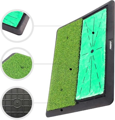 سجادة تدريب ضرب الجولف، FENEFIT نوع ثنائي الاتجاه من النايلون وسطح التأثير، بساط الجولف، بساط تمرين الجولف للممارسة الداخلية والخارجية، 13.4 × 17.3 بوصة in Kuwait