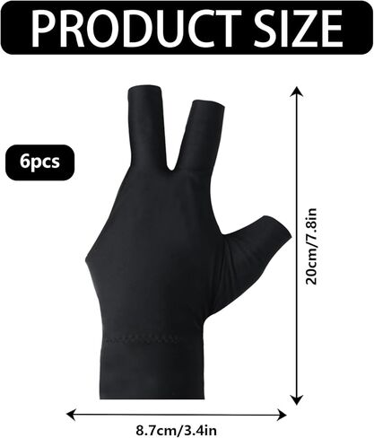 JOCAHULFX 6 قطع قفازات حمام السباحة البلياردو اليد اليسرى، 3 أصابع قفازات البلياردو، قفازات البلياردو القابلة للتنفس للنساء/الرجال اليد اليسرى، قفازات رياضية لحمام السباحة (أسود) in Kuwait