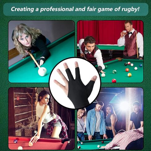 JOCAHULFX 6 قطع قفازات حمام السباحة البلياردو اليد اليسرى، 3 أصابع قفازات البلياردو، قفازات البلياردو القابلة للتنفس للنساء/الرجال اليد اليسرى، قفازات رياضية لحمام السباحة (أسود) in Kuwait