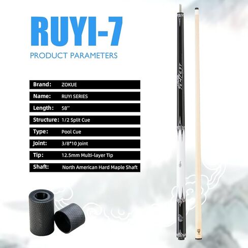 بركة جديلة القيقب رمح قبضة جلدية 3/8*10 مشترك XTC الطويق 12.5 مللي متر النمر طرف 58 ''1/2 سبليت بركة جديلة عصا البلياردو in Kuwait