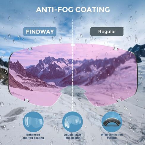 findway Kids Ski Goggles for Boys Girls Youth-OTG Anti-Fog Over Glasses Kids Snow/Snowboard Goggles in Kuwait