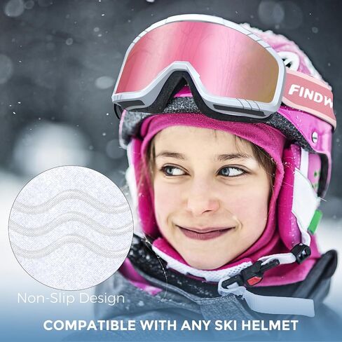 findway Kids Ski Goggles for Boys Girls Youth-OTG Anti-Fog Over Glasses Kids Snow/Snowboard Goggles in Kuwait
