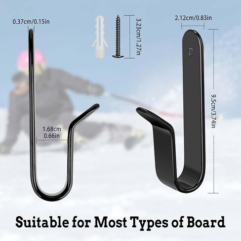 Abeillo 2PCS Snowboard Wall Mount, Black Skateboard Wall Mount, Snowboard Rack Wall Mount, Horizontal Snowboard Hanger Wall Mount for Indoor Outdoor Snowboard Snowboard Storage Display in Saudi Arabia