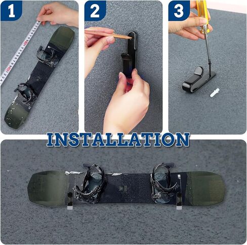 Abeillo 2PCS Snowboard Wall Mount, Black Skateboard Wall Mount, Snowboard Rack Wall Mount, Horizontal Snowboard Hanger Wall Mount for Indoor Outdoor Snowboard Snowboard Storage Display in Saudi Arabia