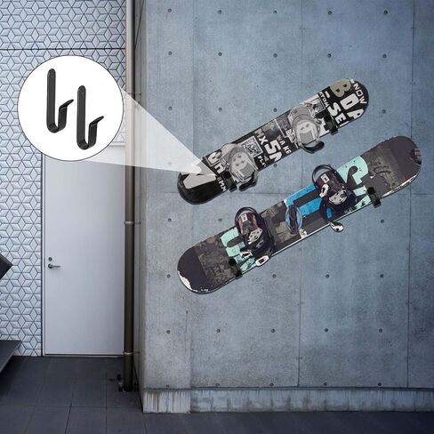 Abeillo 2PCS Snowboard Wall Mount, Black Skateboard Wall Mount, Snowboard Rack Wall Mount, Horizontal Snowboard Hanger Wall Mount for Indoor Outdoor Snowboard Snowboard Storage Display in Saudi Arabia