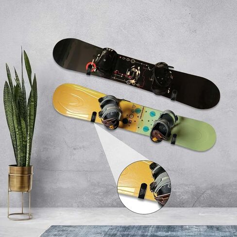 Abeillo 2PCS Snowboard Wall Mount, Black Skateboard Wall Mount, Snowboard Rack Wall Mount, Horizontal Snowboard Hanger Wall Mount for Indoor Outdoor Snowboard Snowboard Storage Display in Saudi Arabia