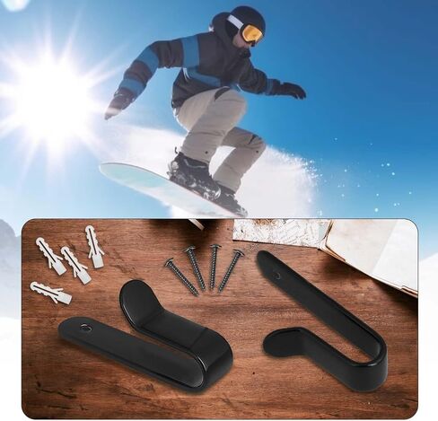 Abeillo 2PCS Snowboard Wall Mount, Black Skateboard Wall Mount, Snowboard Rack Wall Mount, Horizontal Snowboard Hanger Wall Mount for Indoor Outdoor Snowboard Snowboard Storage Display in Saudi Arabia
