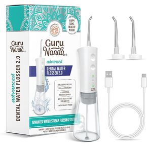 GuruNanda Advanced Dental Water Flosser 2.0 with UV Mode - Cordless and Portable - 290 ml Water Tank, 3 Modes, Rechargeable for Healthy Teeth and Gums