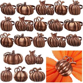 Remerry 24 Pcs Thanksgiving Napkin Ring Pumpkin Napkin Rings Holders Fall Napkin Rings Rustic Harvest Tabletop Decor for Autumn Thanksgiving Day Tableware Decorations Wedding Party Family Gatherings