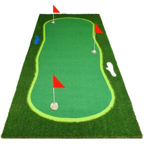 Golf Putting Green, Large Professional Golf Training Mat, Realistic Artificial Grass Turf,Golf Turf Mat with 3 Flags, Golf Game Kids, Putting Practice Green Mat for Indoor Outdoor