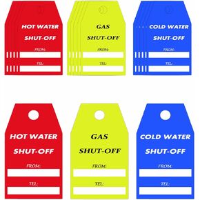 30 Pack Shut Off Valve Tags Gas Shut Off Cold Water Shut Off Hot Water Shut Off Safety Labels Plastic Valve Identifier Tag Plumbing Identification Pipe Tags for Home Business Basement Furnace Plumbing