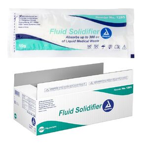 Dynarex Fluid Solidifier Powder - Absorbent & Deodorizing Gelling Agent - Turns Up to 300cc Liquid Waste & Bodily Fluids Into Gel for Disposal - Zero Chlorine - Portable 10g Packets, Bulk 200-Count