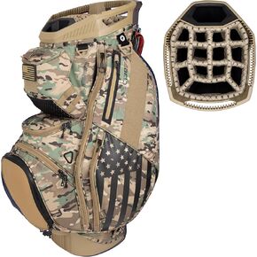Sun Mountain C-130 14 Way Golf Bag with Full-Length Dividers and 11 Pockets for Ultimate Convenience - Lightweight Golf Cart Bag with Cart Strap Pass-Through Ideal for Golf Carts - Sand Camo