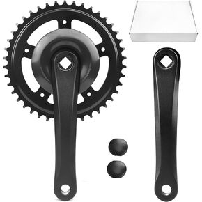Bike Crankset 38T/42T - 170mm Universal Square Crankset Set Charing Crank Set with 170mm Aluminium Alloy Arm for Single/1/6/7/8 Speeds Ladies Bike/Folding Bike/Cruiser Bike/Mountain Bike, Black/Sliver in Kuwait