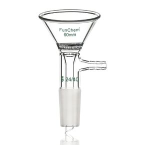 Triangle Glass Filter Funnel, 75mm Diameter Top Outer, 24/40 Inner Joint, Laboratory Filtration Funnel with Side Hose Connector