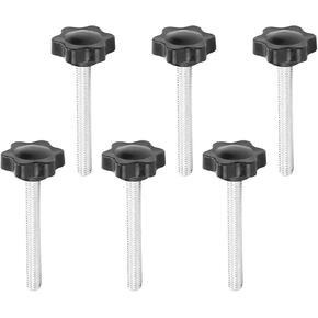 MroMax 6PCS M8x70mm Star Handle Knob Thread Replacement Tightening Screw Quick Disassembly Replacement Parts Clamping Handle Grip Screw Knob Black