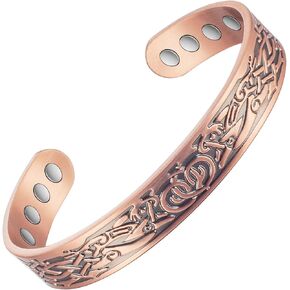Copper Bracelet for Women,6.88in Pure Copper Adjustable Vintage Magnetic Bracelet, Copper Jewelry Gift（0915）