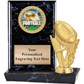 Crown Awards 6"X6" Football Fireball Plaque Award, Football Titan Series Trophy with Custom Engraving, Prime