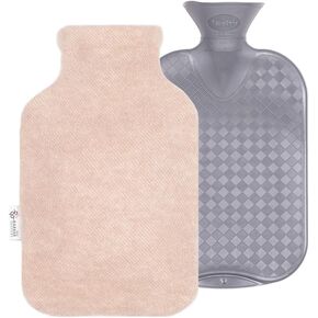 Barker Textiles 2L Hot Water Bottle with 100% Wool Cover (Orange) Hot Water Bag with Cover
