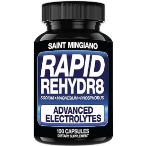 مكملات الإلكتروليت السريعة Rehydr8 100 كبسولة - تساعد في منع التشنجات وتدعم قدرة العضلات على التحمل والتعافي - 100 كبسولة سهلة البلع