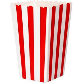 28Pcs Popcorn Boxes - Mini Paper Popcorn Box, White and Red Stripes Pop Corn Snack Container for Movie Night Carnival Party Supplies (Classic Red)