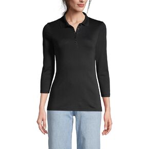 Lands' End Womens Supima Cotton 3Q Sleeve Polo Shirt White Regular X-Large