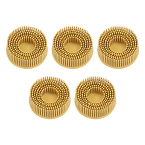 HARFINGTON 5pcs Bristle Disc 2" 80 Grit Abrasive Brush Deburring Electric Disc Brush with Quick Change Roll Lock Abrasive Coating Removal Disc for Metal, Yellow