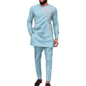 Mens Print Clothing African Suits 2 Piece Set Long Sleeve African Outfits Nigerian Clothes for Men Party Wear