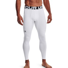 Under Armour ColdGear Mens Leggings LT White-Black, Large Tall