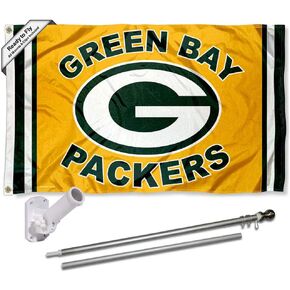 WinCraft Green Bay Packers Gold Flag Pole and Bracket Kit
