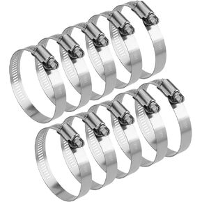 Rtunes Racing 10 Pack 3 Inch Flexible Adjustable Worm Clamps Gear Duct Fuel Line Hose Pipe Clamp Adjust From 2.5in to 3.5in (65mm - 89mm) (3 Inch)