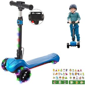 سكوتر كهربائي بثلاث عجلات للأطفال من عمر 3 إلى 8 سنوات، شاشة LCD، أضواء ملونة، خنق إبهام موثوق، 3 ارتفاعات قابلة للتعديل، سرعة آمنة 5 ميل في الساعة ومدى طويل، سكوتر كهربائي للأطفال قابل للطي in Kuwait