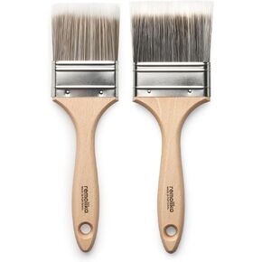 3 - Pack Premium Paint Brushes - Made in Italy – 1.5 Inch Flat Paint Brush, 2 Inch Angle Sash Brush, 2.5 Inch Flat - Ideal for Professionals and Homeowners