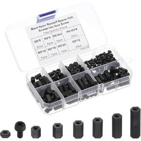 PATIKIL M3 Nylon Spacer, 200Pcs Male-Female Hex Standoff Spacers Assortment Electrical Outlet Spacers with Screws Nuts for PCB Motherboard, Circuit Board, Switch and Receptacle, White
