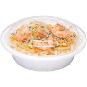 Restaurantware Asporto 16 Ounce To Go Boxes, 50 Microwavable Take Out Food Containers - Clear Plastic Lids Included, Do Not Contain BPA, White Plastic Catering Food Containers, Disposable, Round