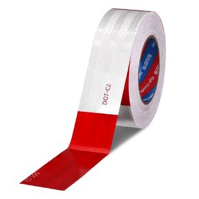 Reflective Tape Outdoor Waterproof, DOT-C2 Reflective Safety Tape 2 inch x 30 Feet, Red White Conspicuity Reflective Adhesive Tape for Trailers, Trucks, Vehicles, Driveway, Boats, Signs