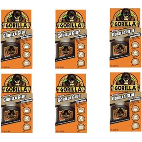 Gorilla Original Waterproof Polyurethane Glue, 2 ounce Bottle, Brown, (Pack of 6)