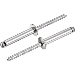 uxcell 150Pcs 3/16"x1" 304 Stainless Steel Dome-Head Blind Rivets, Open-End Type Blind Rivets for DIY, Sheet Metal, Automotive Repairs, Furniture, Boat, and Duct Work (Silver)
