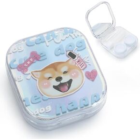 Contact Lens Case, Contact Lens Travel Kit Cute Contact Case Box With Applicator Removal Tool Mirror Screw Top Leak-Proof Contact Lens Soak Storage Kit for Travel & Home (Cute Cat)