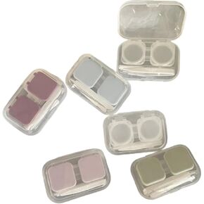 5 Pack Portable Contact Lens Cases, Clear Travel Size Eye Contacts Case Box Holder, Contact Lenses Tweezers Remover Tool Kit for Daily Outdoor (Assorted Color)
