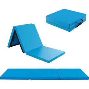 سجادة الجمباز القابلة للطي من GYMAX، سجادة تمرين ثلاثية الطي مقاس 6 × 2 × 2 بوصة مع مقابض للحمل، جلد بولي يوريثان مقاوم للماء، مثبتات بخطاف وحلقة، بساط قابل للحمل خفيف الوزن لليوجا والجيم المنزلي واللياقة البدنية in Kuwait