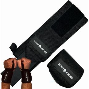 SPOTHOOKS™ 18" Wrist Wraps with Thumb Loop - Best Heavy Duty Support for Weightlifting Wrist Straps Strength Training Powerlifting Bodybuilding - USPA IPL IPF Standards