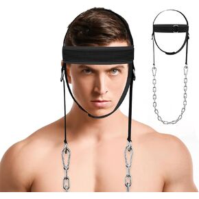 Adjustable Neck Harness, Neck Exercise Equipment for Muscle Growth and Strength Training，Weight Lifting Head Harness Black