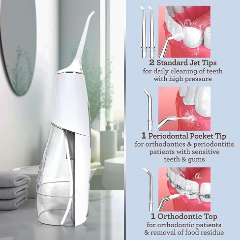 GuruNanda Advanced Dental Water Flosser 2.0 with UV Mode - Cordless and Portable - 290 ml Water Tank, 3 Modes, Rechargeable for Healthy Teeth and Gums in Saudi Arabia