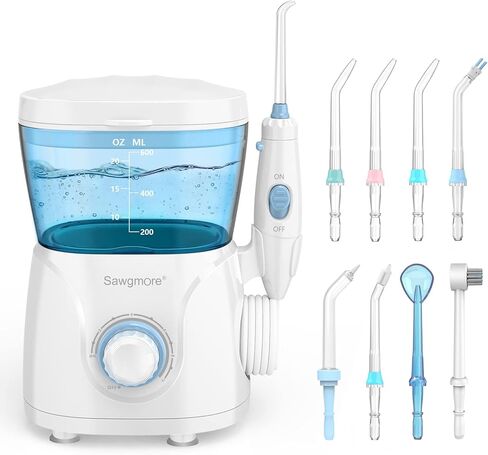 FC166 Water Flosser for Teeth/Braces, 600 ml Large Capacity, 10 Adjustable Pressures,8 Home Nozzles Professional Oral Irrigator for Teeth Clean(White) in Saudi Arabia