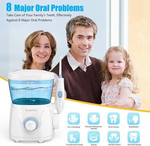 FC166 Water Flosser for Teeth/Braces, 600 ml Large Capacity, 10 Adjustable Pressures,8 Home Nozzles Professional Oral Irrigator for Teeth Clean(White) in Saudi Arabia