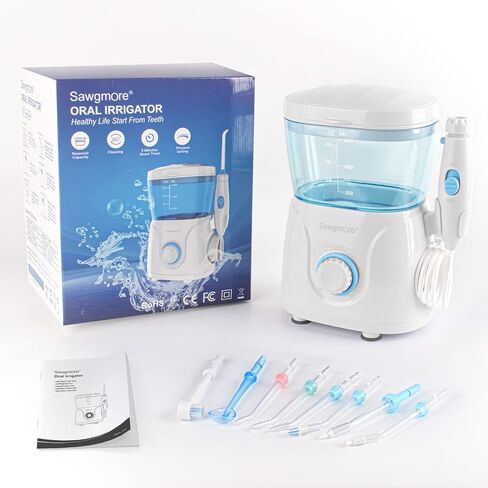 FC166 Water Flosser for Teeth/Braces, 600 ml Large Capacity, 10 Adjustable Pressures,8 Home Nozzles Professional Oral Irrigator for Teeth Clean(White) in Saudi Arabia