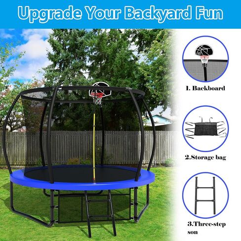 16FT 15FT 14FT 12FT 10FT Pumpkin Trampoline, Trampoline Outdoor with Basketball Hoop, Enclosure Net and Ladder, Trampoline for Kids and Adults in Saudi Arabia